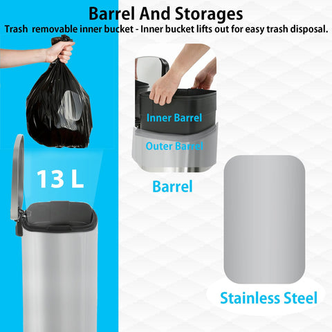 BestMassage trash can with removable inner bucket for easy bag changes.