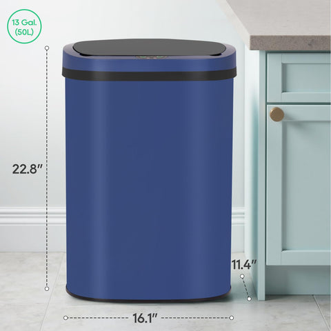 BestOffice 13-gallon automatic trash bin deep blue stainless adds modern style.