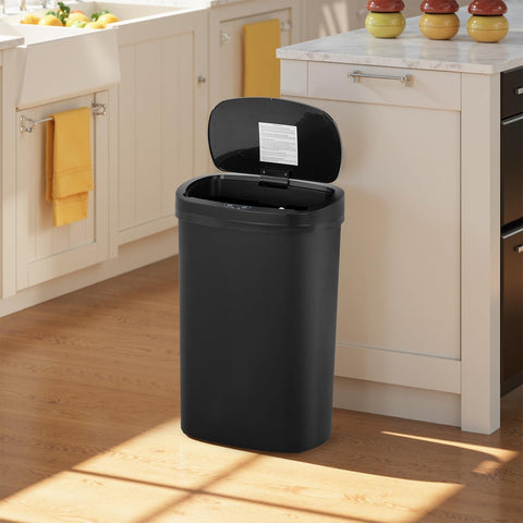 BestOffice 13-gallon trash can lid open for hands-free disposal