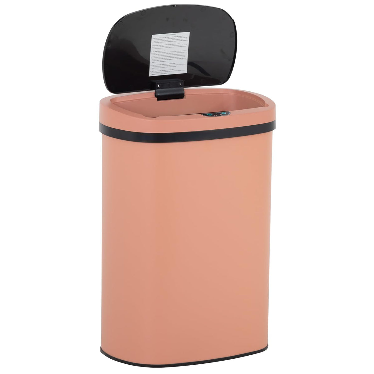 BestOffice 13-gallon pink lid trash can with touchless operation