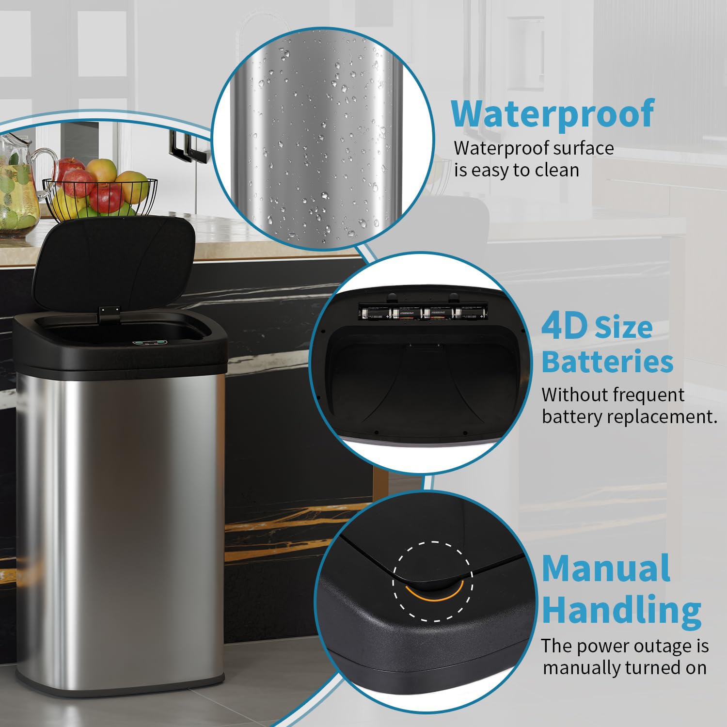 BestOffice 82-liter capacity fits busy kitchens and offices with fewer bag changes
