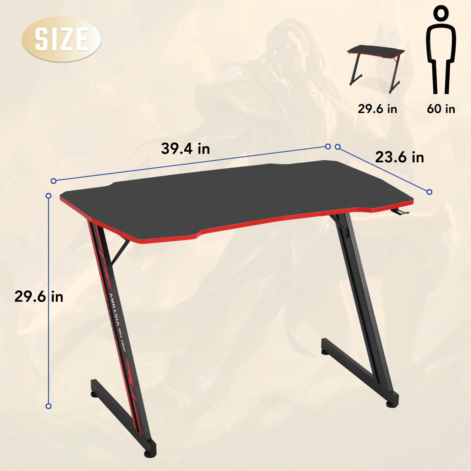BestOffice 39-inch Z-shaped desk cleaning-friendly surface in red.