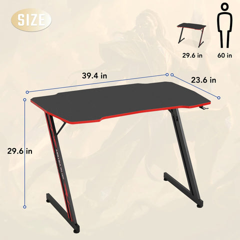 BestOffice 39-inch Z-shaped desk cleaning-friendly surface in red.