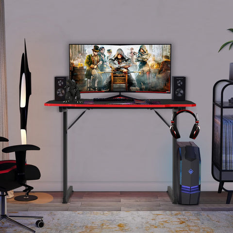 BestOffice 39-inch Z-shaped desk red metal frame emphasizing durability.