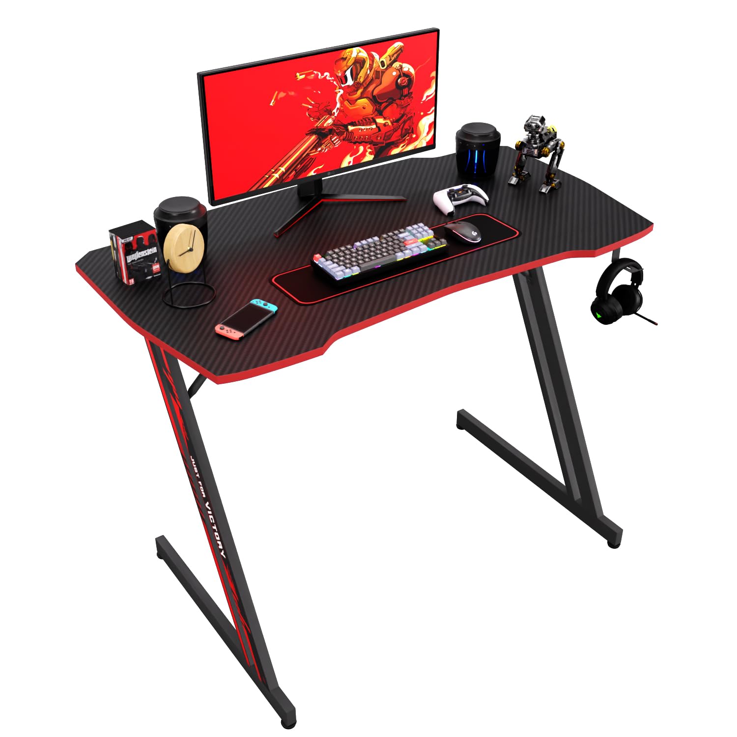 BestOffice 39-inch Z-shaped desk monitor layout illustrating roomy surface for multi-monitor setup.