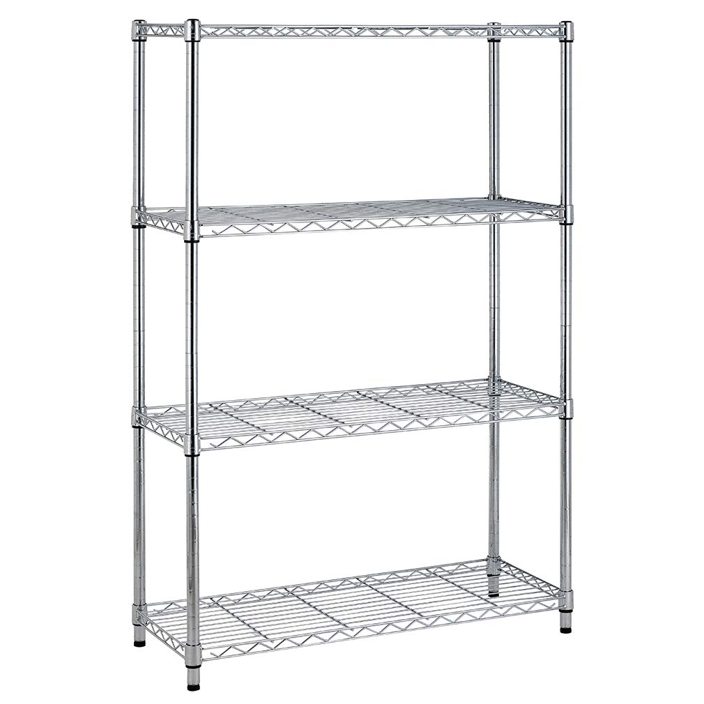 BestOffice 4-Tier Chrome Wire Shelving front view shows sturdy garage storage capacity