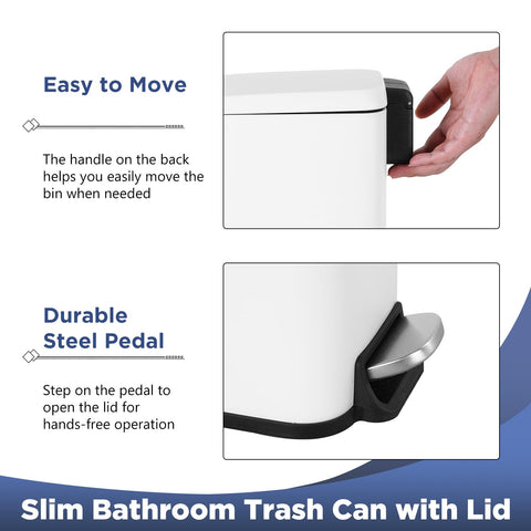 BestOffice back-handle trash bin for easy movement in tight spaces.