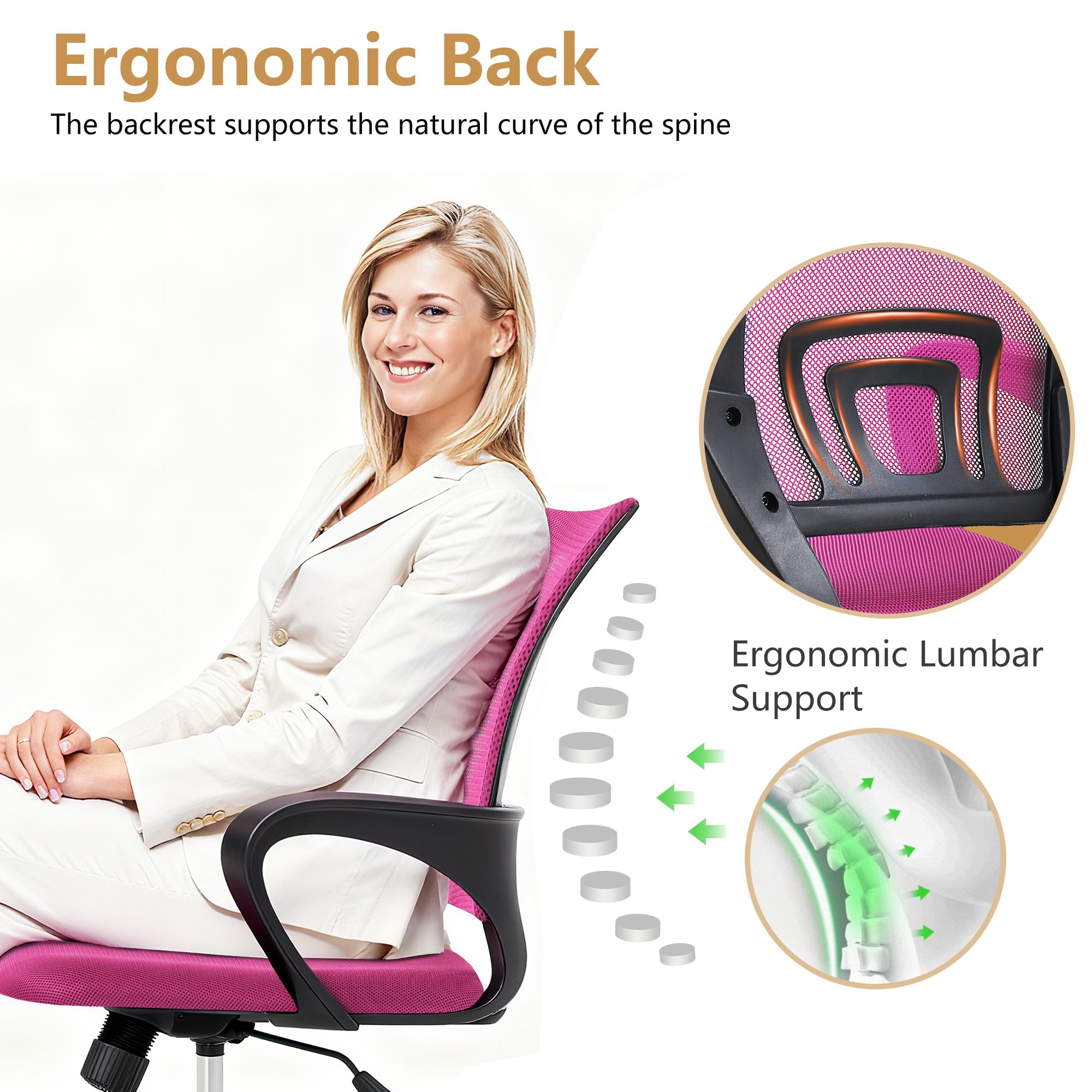 Adjustable height feature fits different desks for daily comfort.