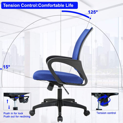 BestOffice ergonomic chair blue finish adds a stylish touch to a desk setup.