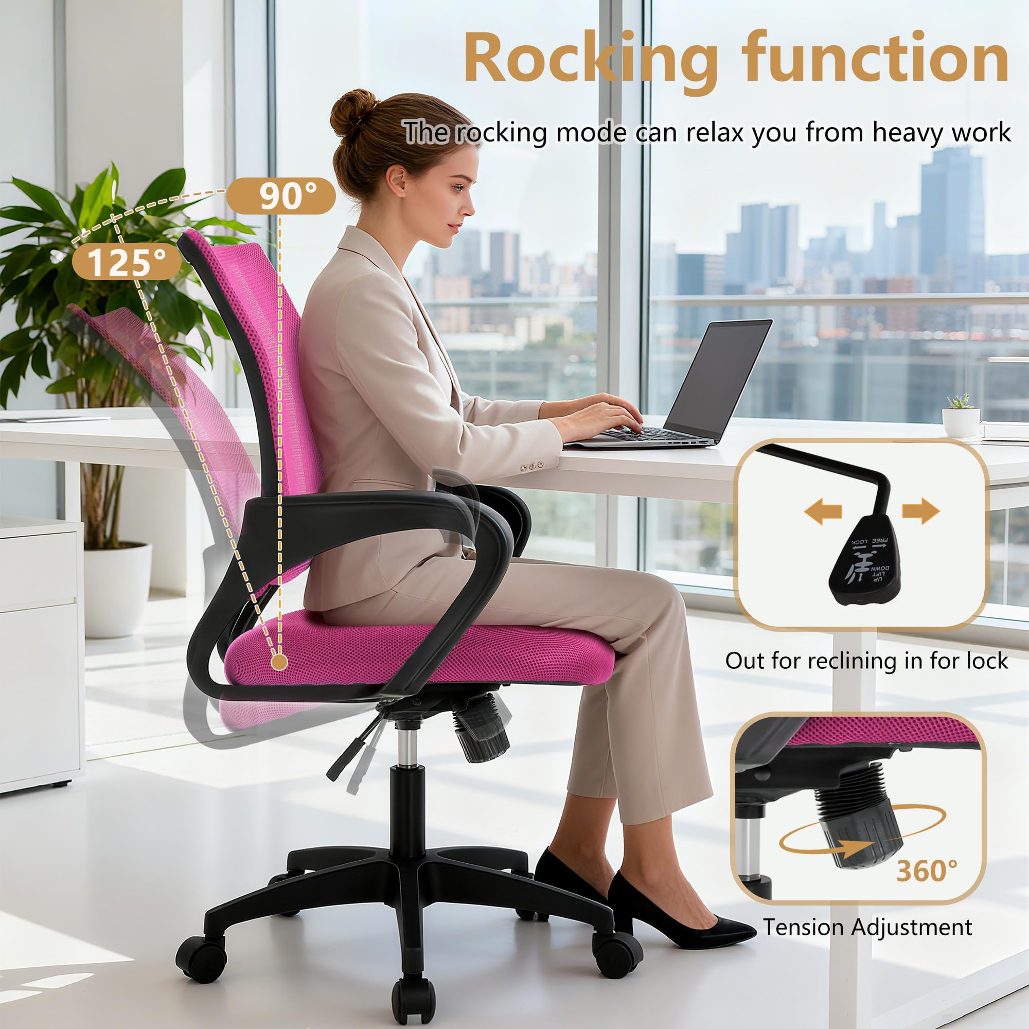 BestOffice chair shows built-in lumbar support for better posture.