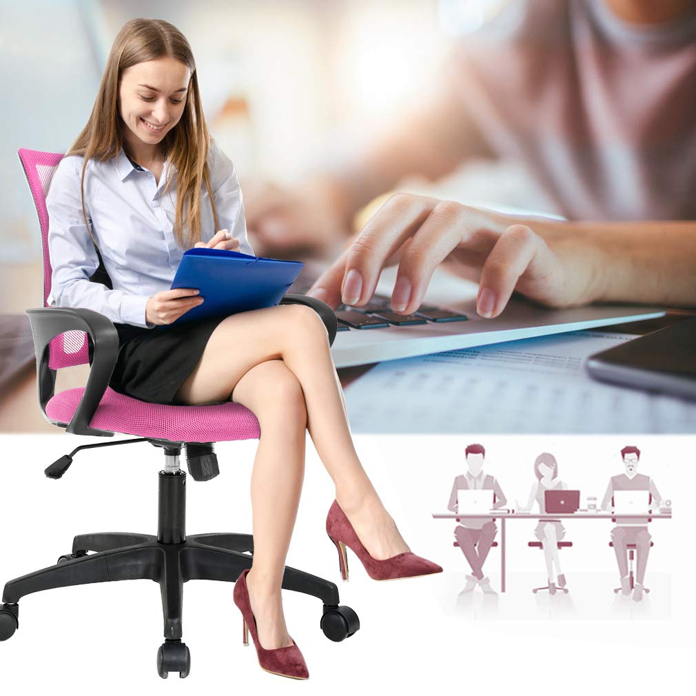 BestOffice pink chair with ergonomic armrests reducing fatigue during long work
