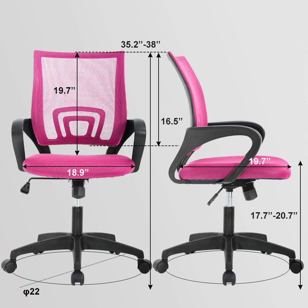 BestOffice pink chair assembly includes clear hardware for quick setup