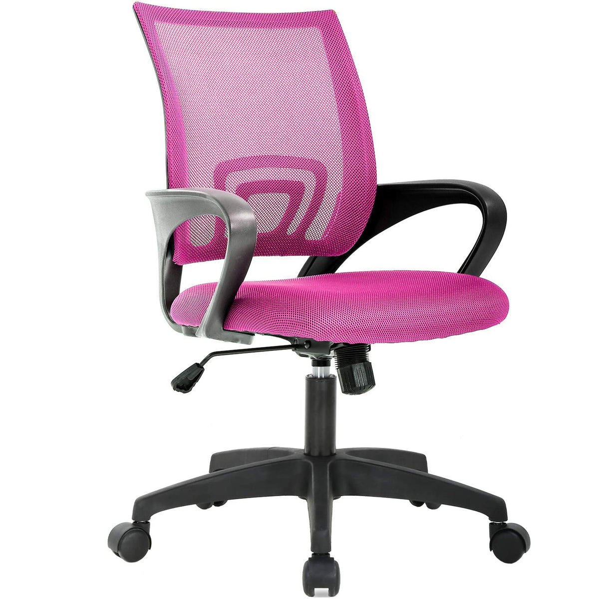 BestOffice ergonomic chair pink front view highlighting breathable mesh back for cool comfort