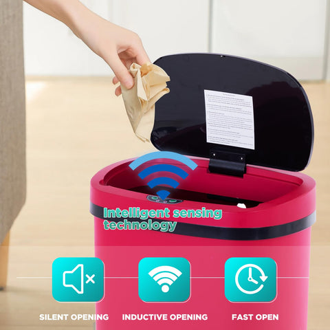 BestOffice oval red trash can adds modern style and reliable odor control.