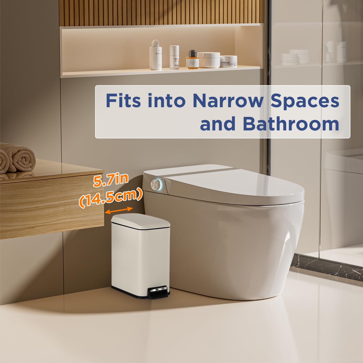 BestOffice rust-proof stainless steel bin offers a durable, easy-to-clean surface.
