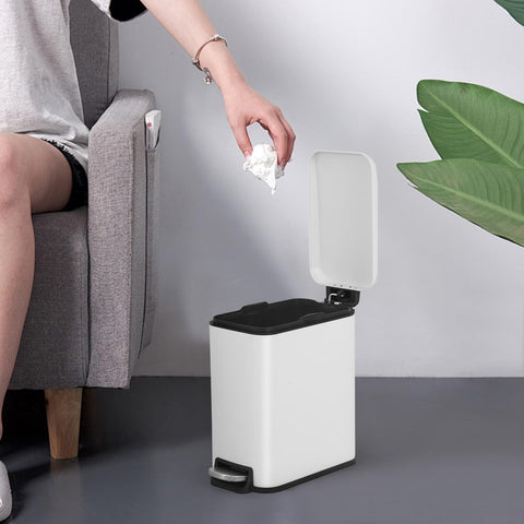 BestOffice small trash bin with pedal opens hands-free for convenient disposal.