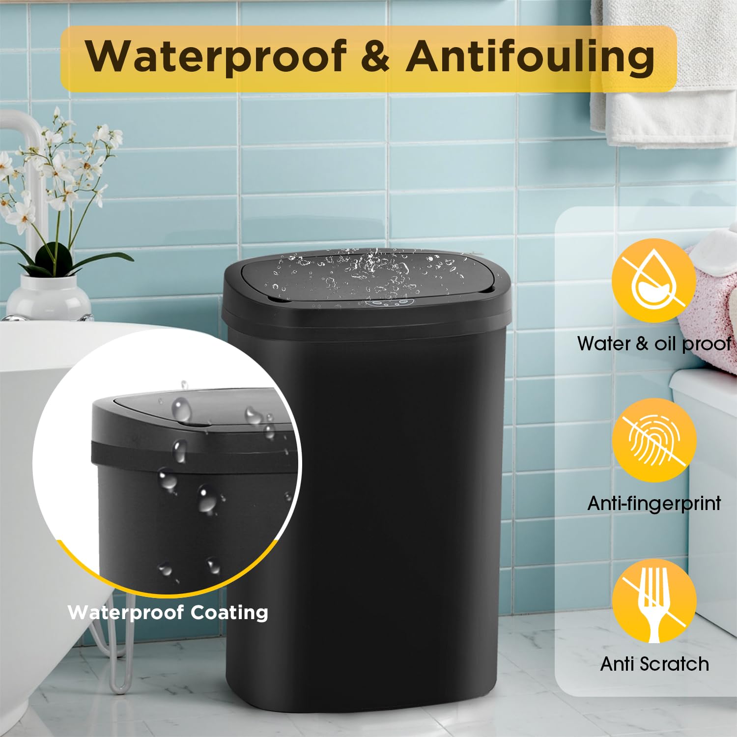 BestOffice trash can fits neatly against walls or in corners