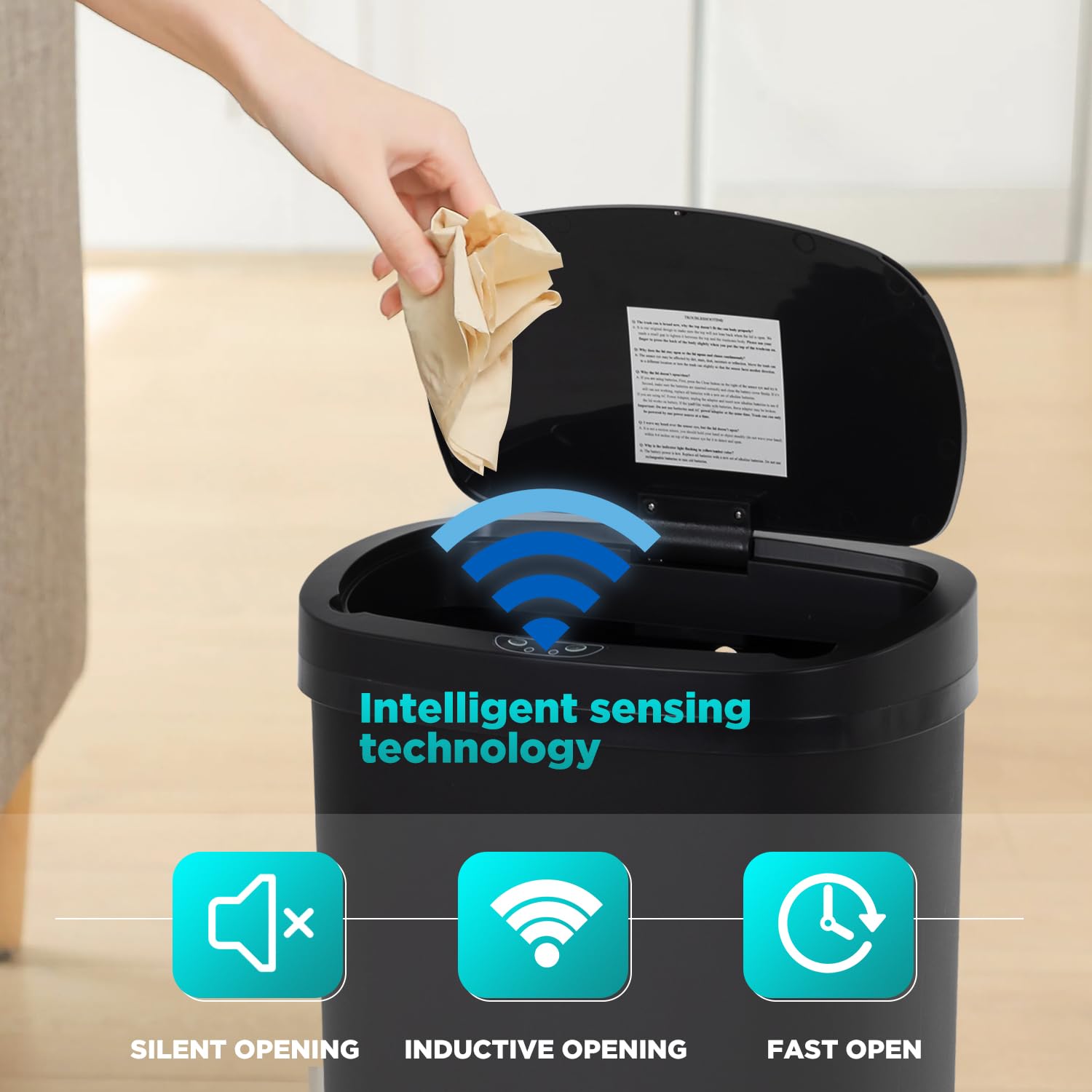 BestOffice trash can with oval design adds modern style to any room.