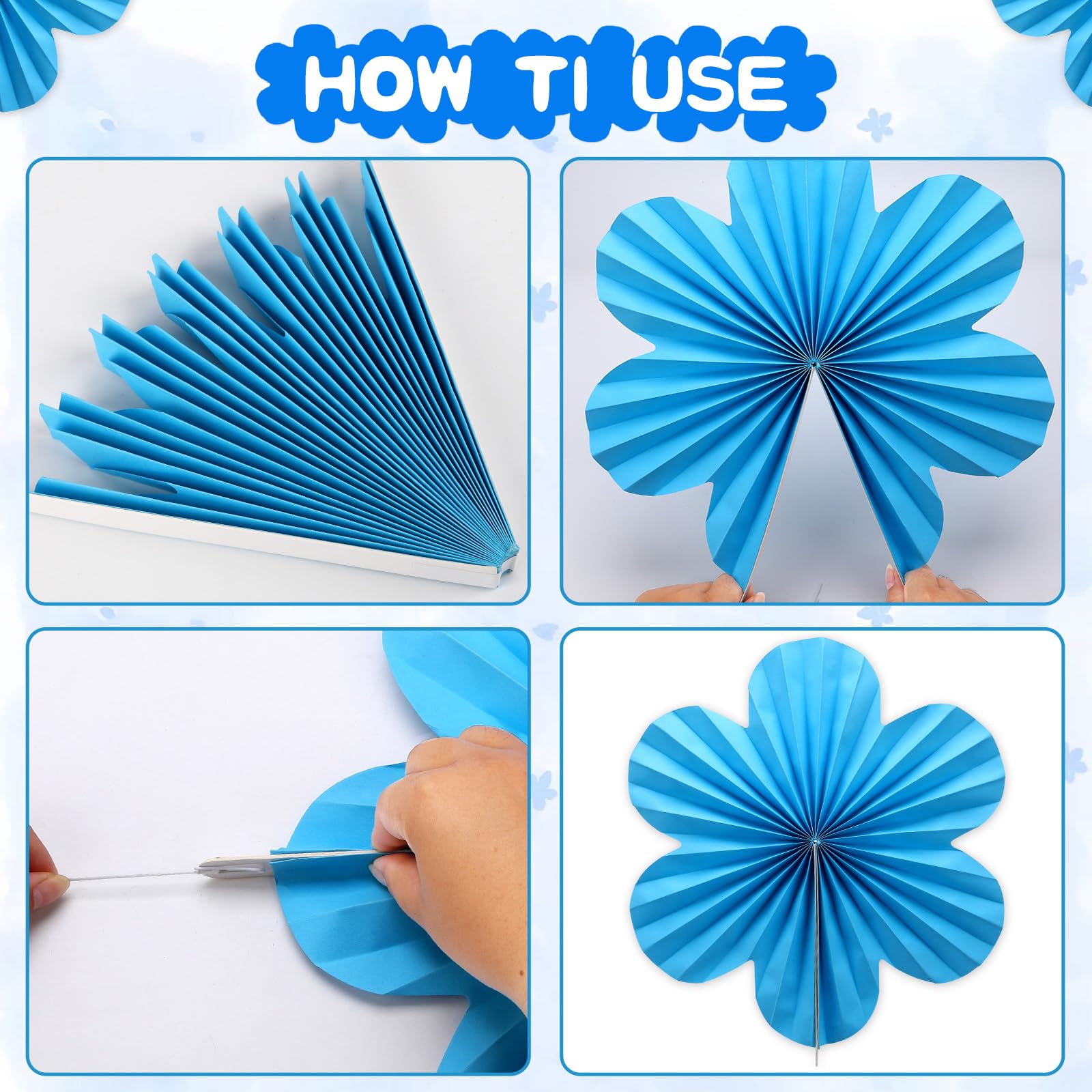 BestoFun 12 piece fans easy to hang for baby showers and weddings