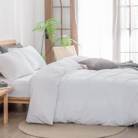 BESTOUCH duvet cover with 8 interior ties and a hidden zipper for secure fit.