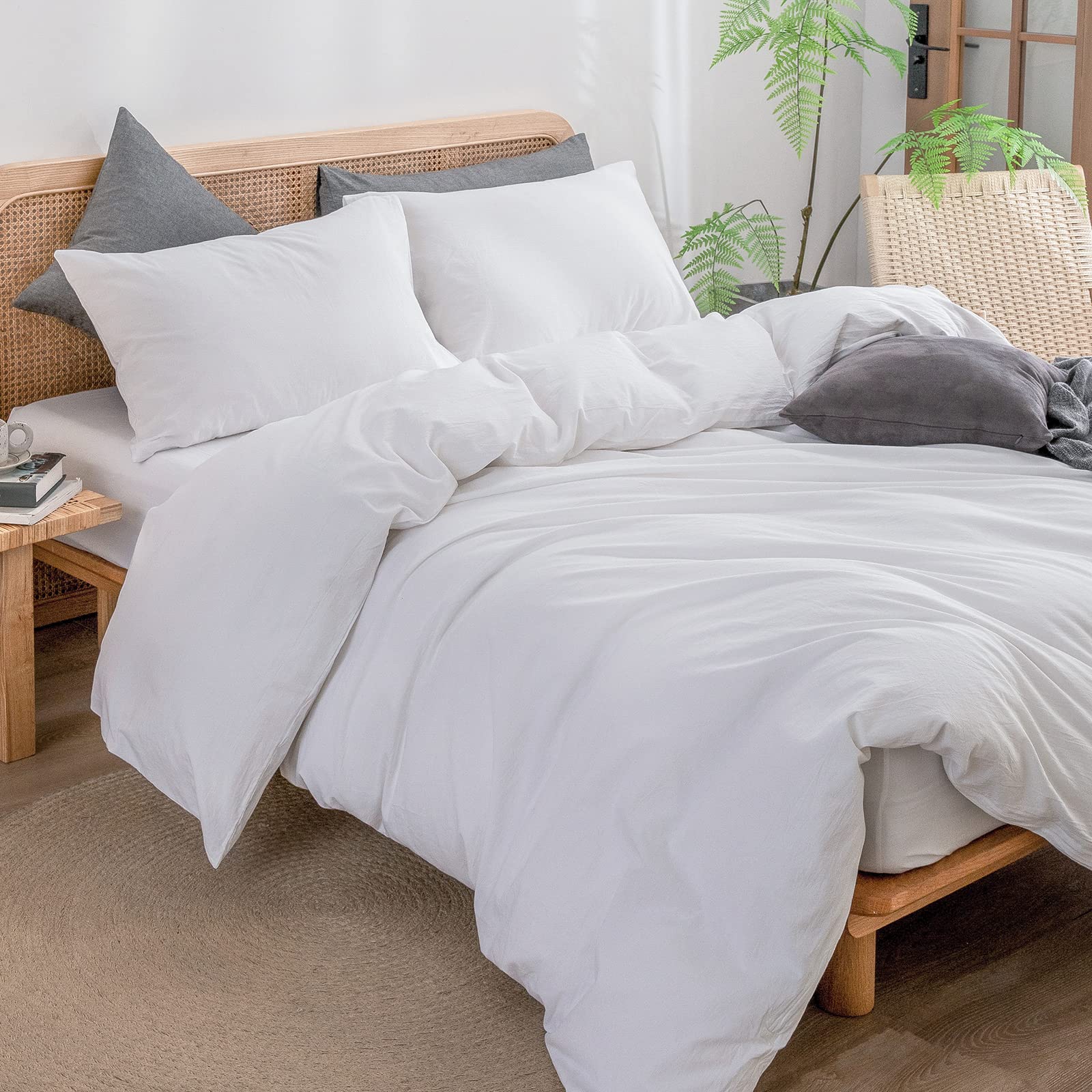 BESTOUCH solid bright white bedding blends with any decor for a clean look.