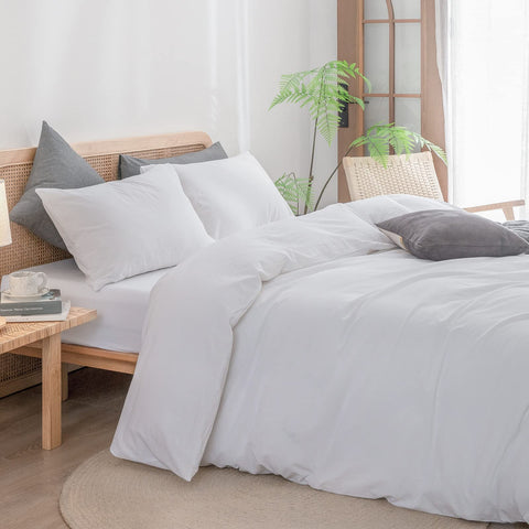 BESTOUCH washed cotton linen feel texture enhances breathable, cozy sleep.