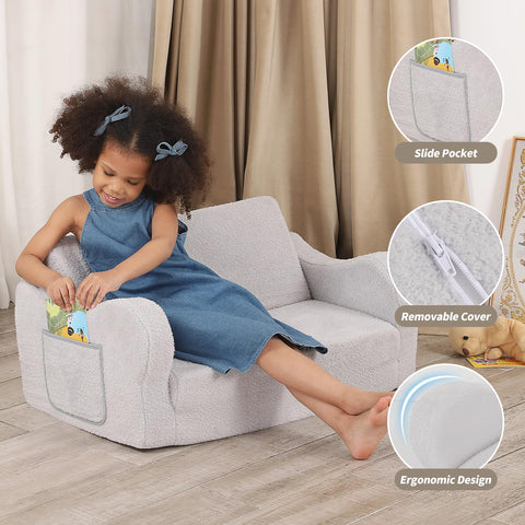 BestRoyal Toddler Chair with side-pocket storage keeps books and toys nearby.