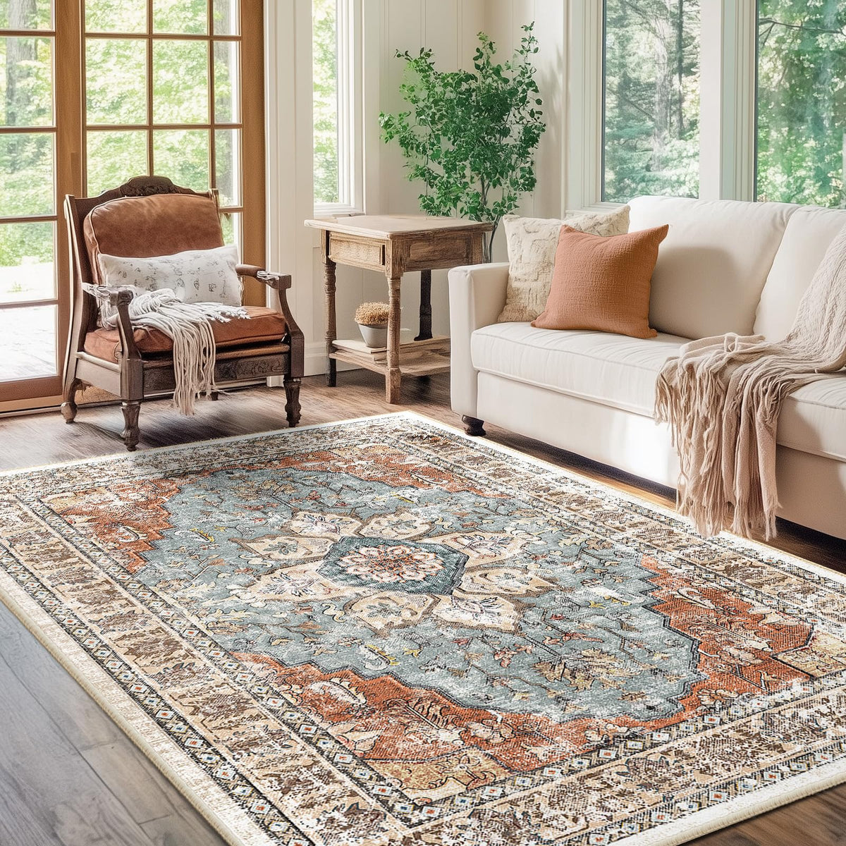 BESTSWEETIE area rug with washable chenille texture for easy cleaning