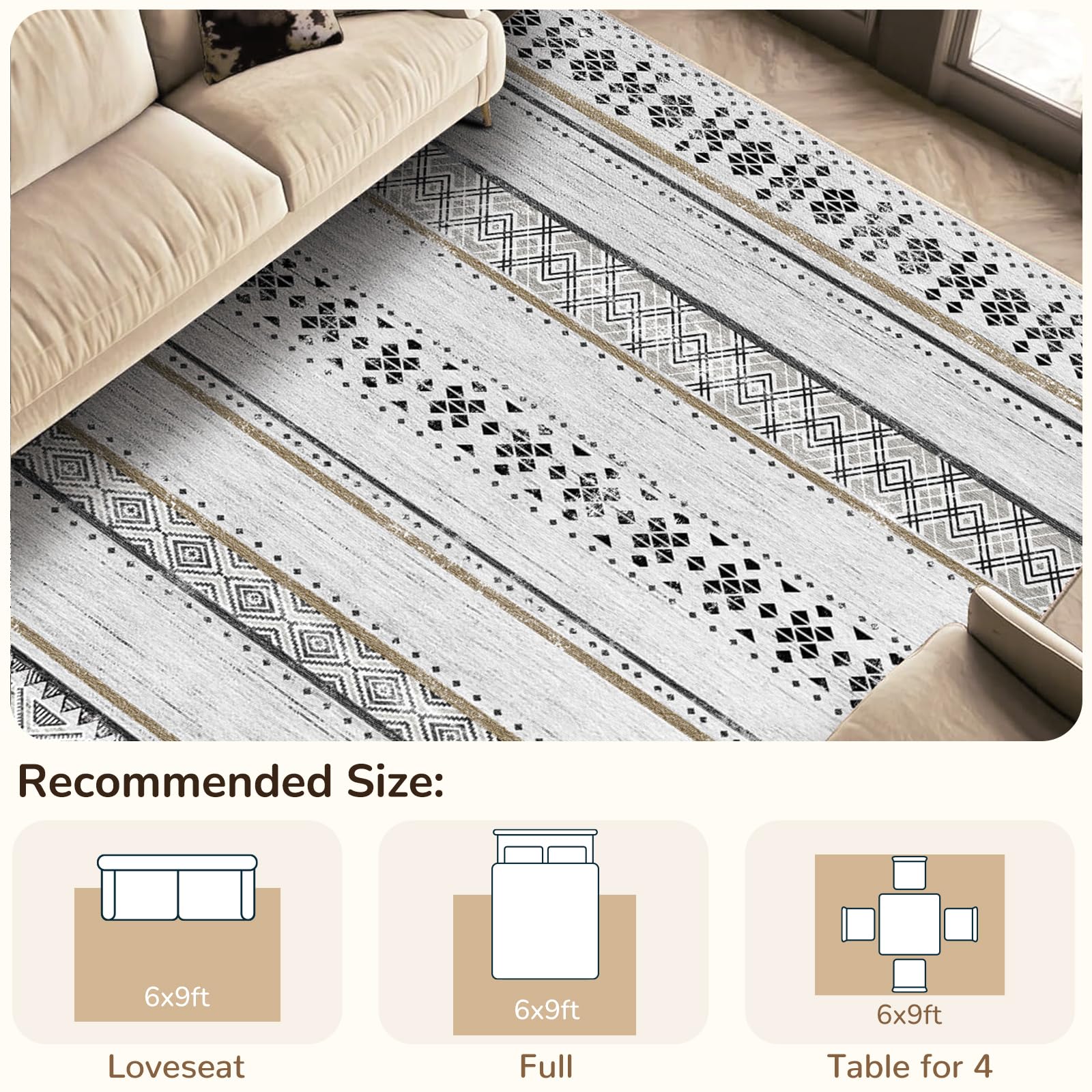 BESTSWEETIE non-slip bottom rug helps prevent slips on smooth floors.
