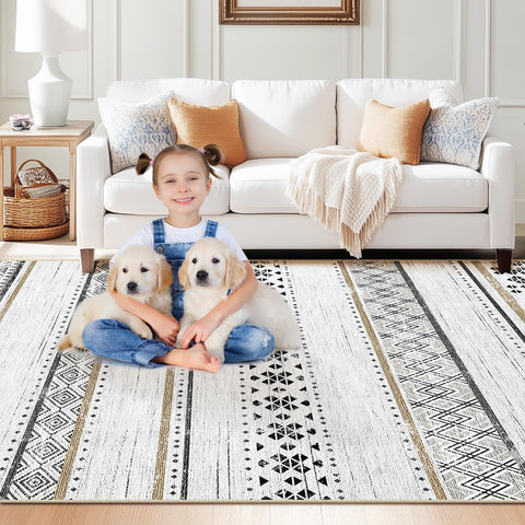 BESTSWEETIE pet-friendly rug endures paws and daily use with ease.