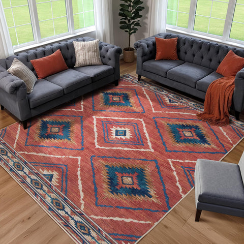 BESTSWEETIE red-orange colorway rug brightens living spaces