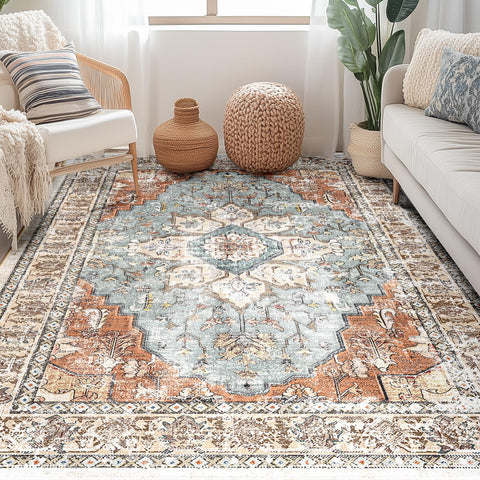 BESTSWEETIE rug no-pile floral print adds soft, low-profile style