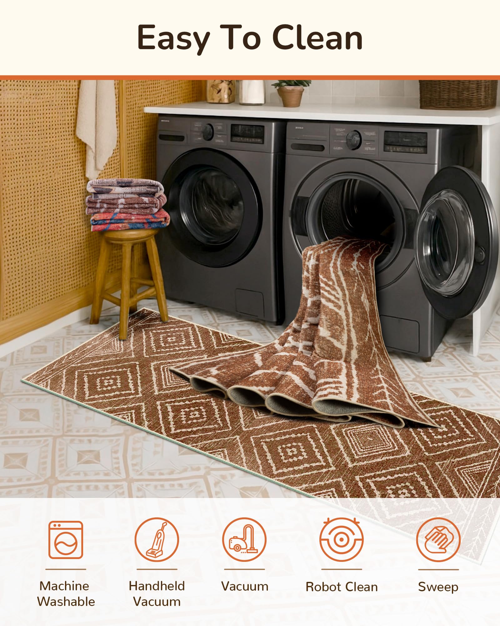 BESTSWEETIE Area Rug with TPR backing provides reliable non-slip grip.