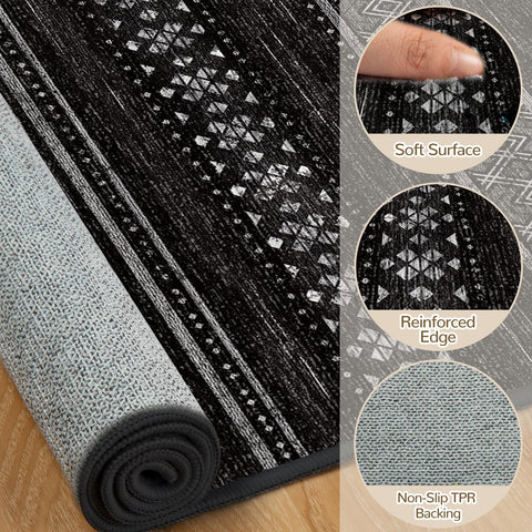 BESTSWEETIE geometry 5x7 rug entryway provides non-slip grip for high-traffic areas