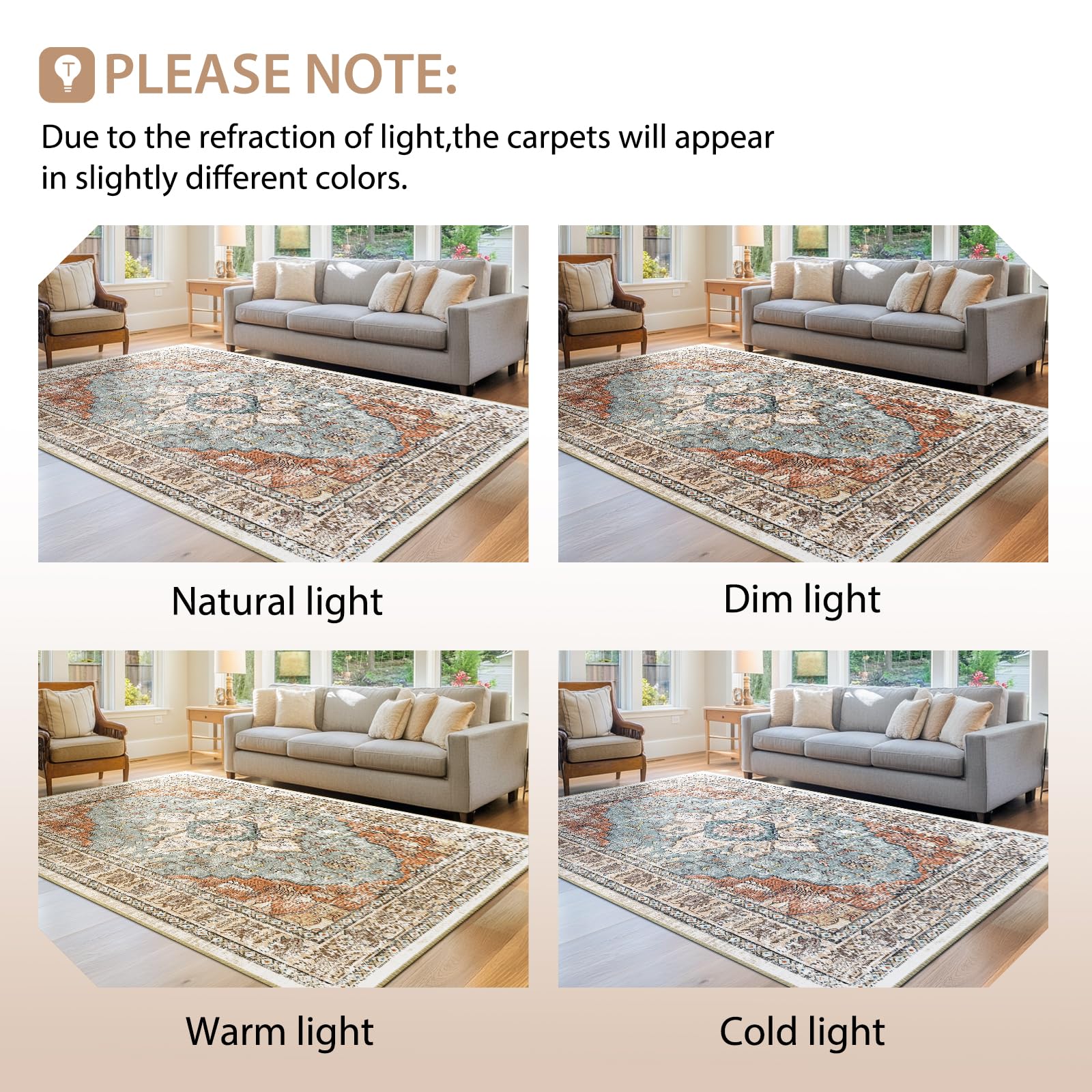 BESTSWEETIE vintage print rug creates warm atmosphere in rooms.