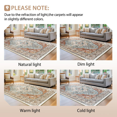 BESTSWEETIE vintage print rug creates warm atmosphere in rooms.