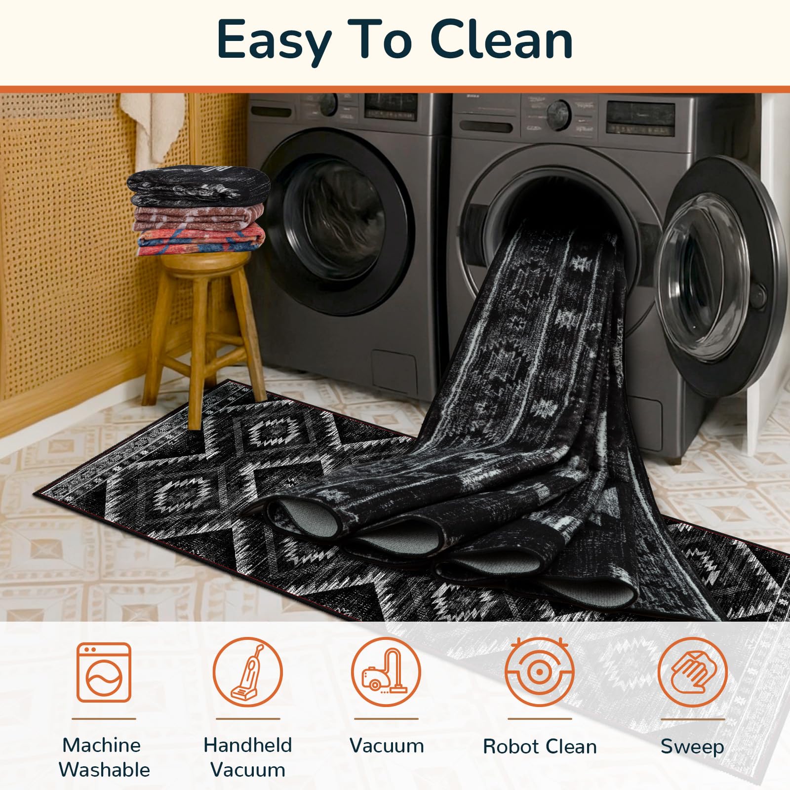 BESTSWEETIE low pile rug 5x7 comfortable underfoot with minimal bulk