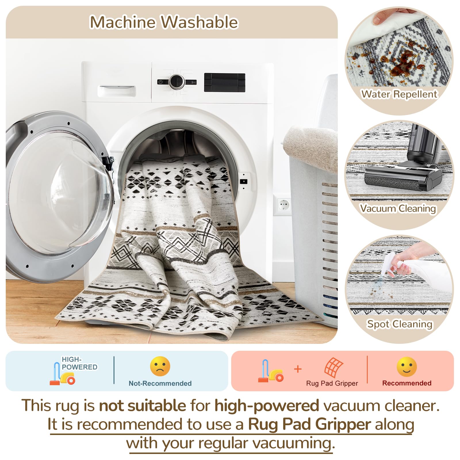 BESTSWEETIE neutral-geometric-rug blends with any decor style.