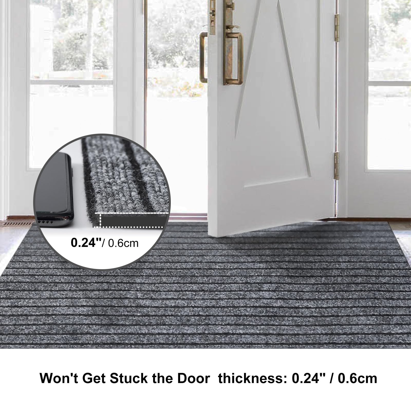 BESTVUE entryway rug in doorway demonstrates indoor-outdoor versatility.