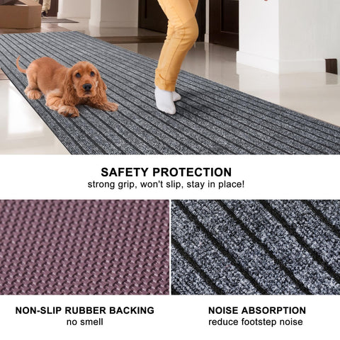 BESTVUE runner rug with non-slip backing keeps high-traffic hallways safe.