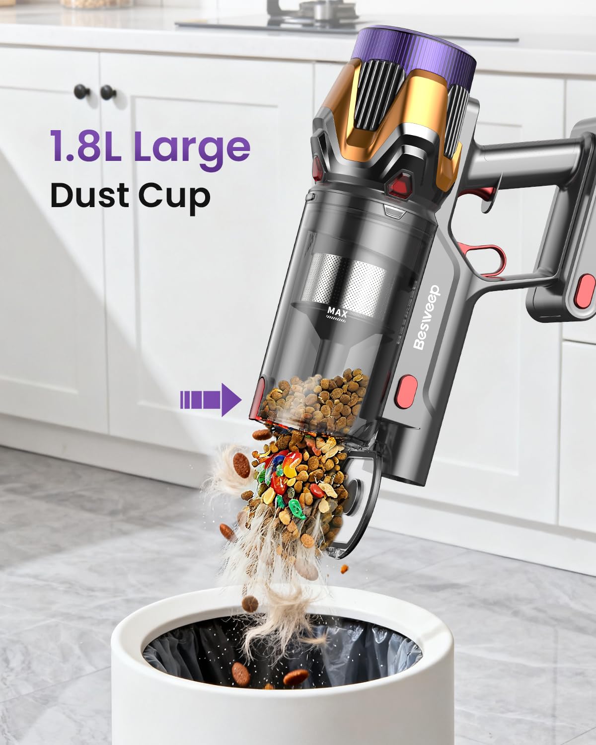 Besweep 8-layer HEPA filtration captures fine dust and pollen.