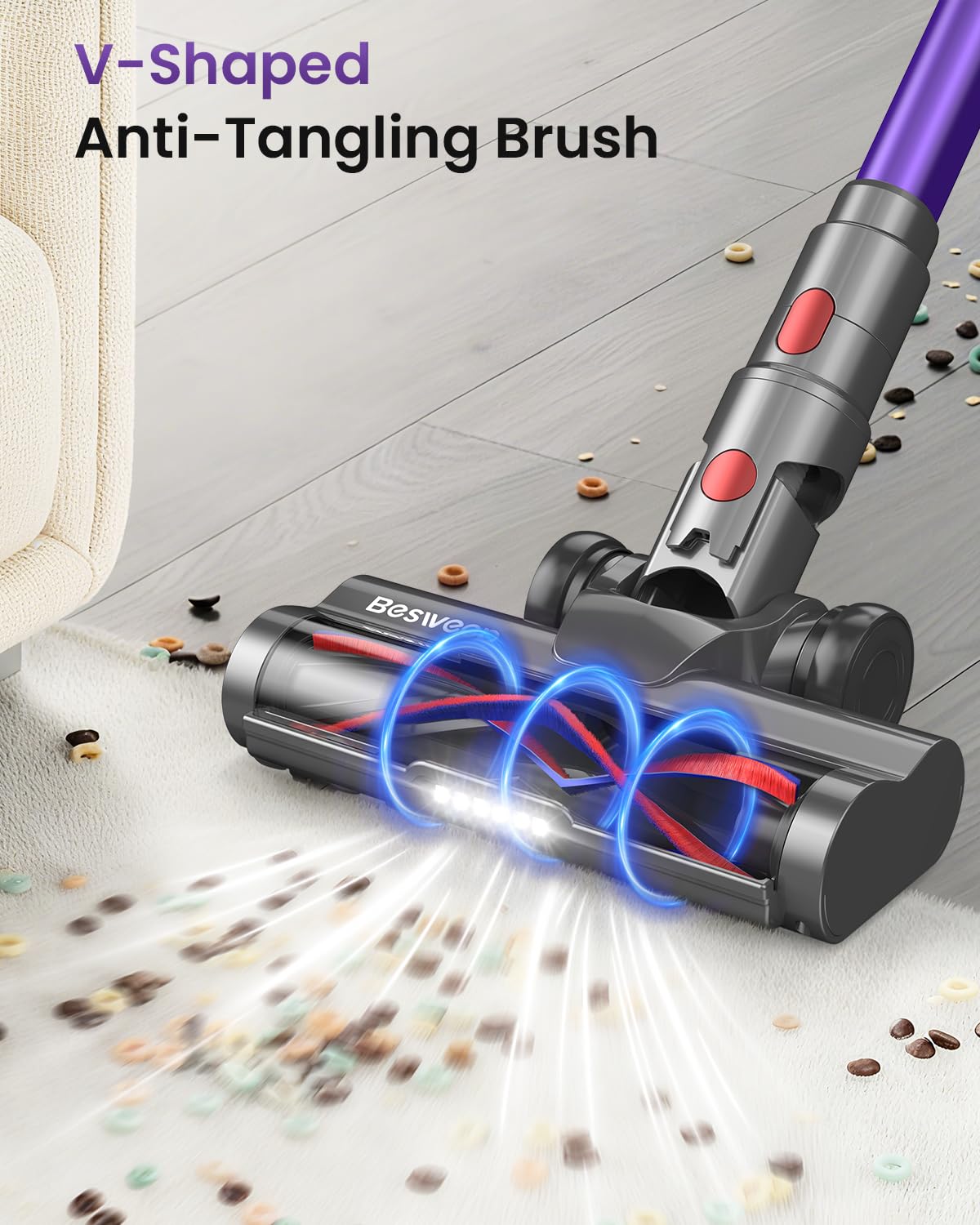 Besweep V-shaped anti-tangle brush reduces pet hair tangles.