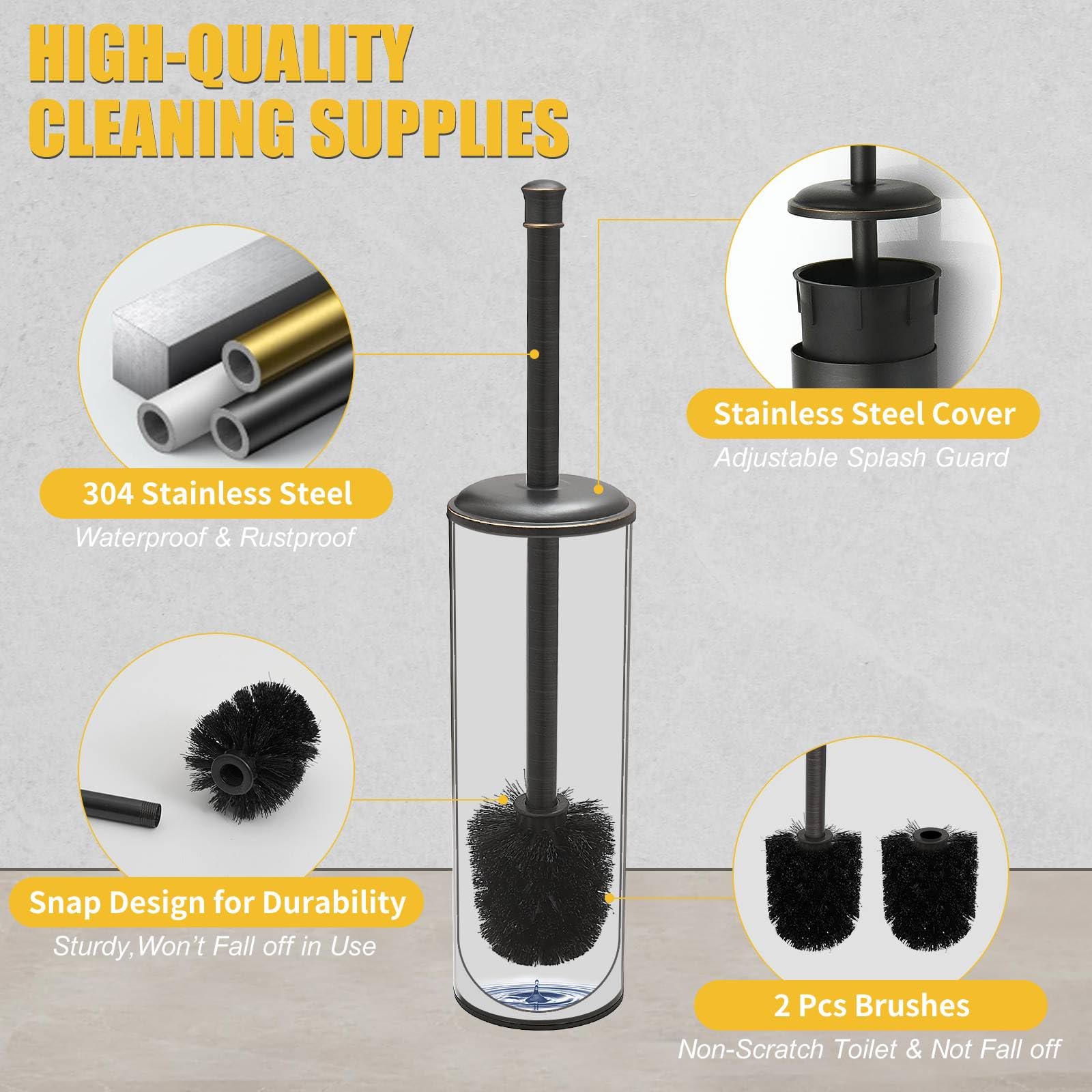 BESy toilet brush with durable black bristles for thorough cleaning in hard-to-reach spots