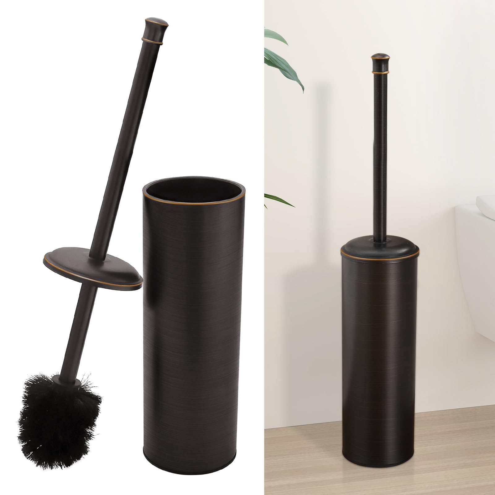 BESy toilet brush and holder in oil rubbed bronze finish for a stylish bathroom upgrade