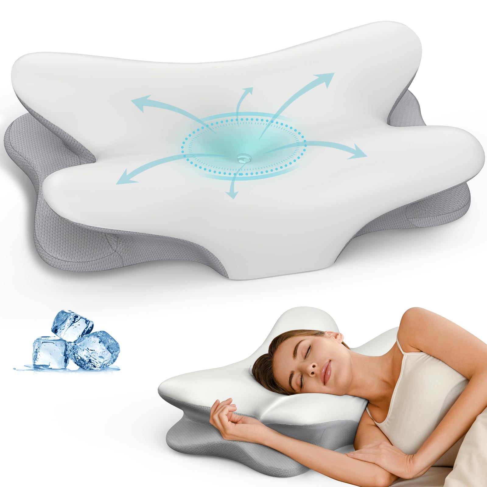 Besyodo cervical neck pillow contour demonstrates ergonomic support for neck alignment.