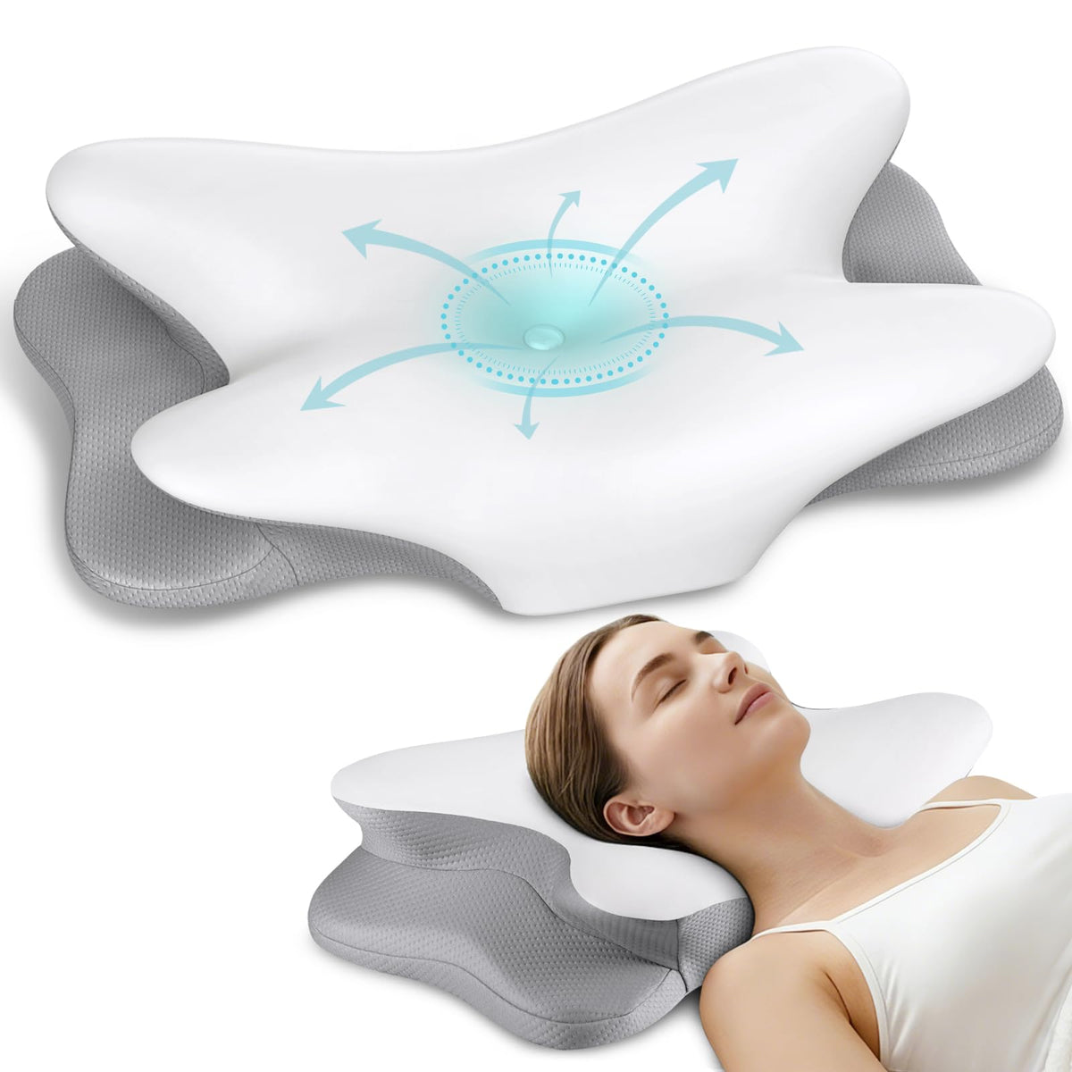 Besyodo cervical pillow contour front view for neck alignment and comfort.