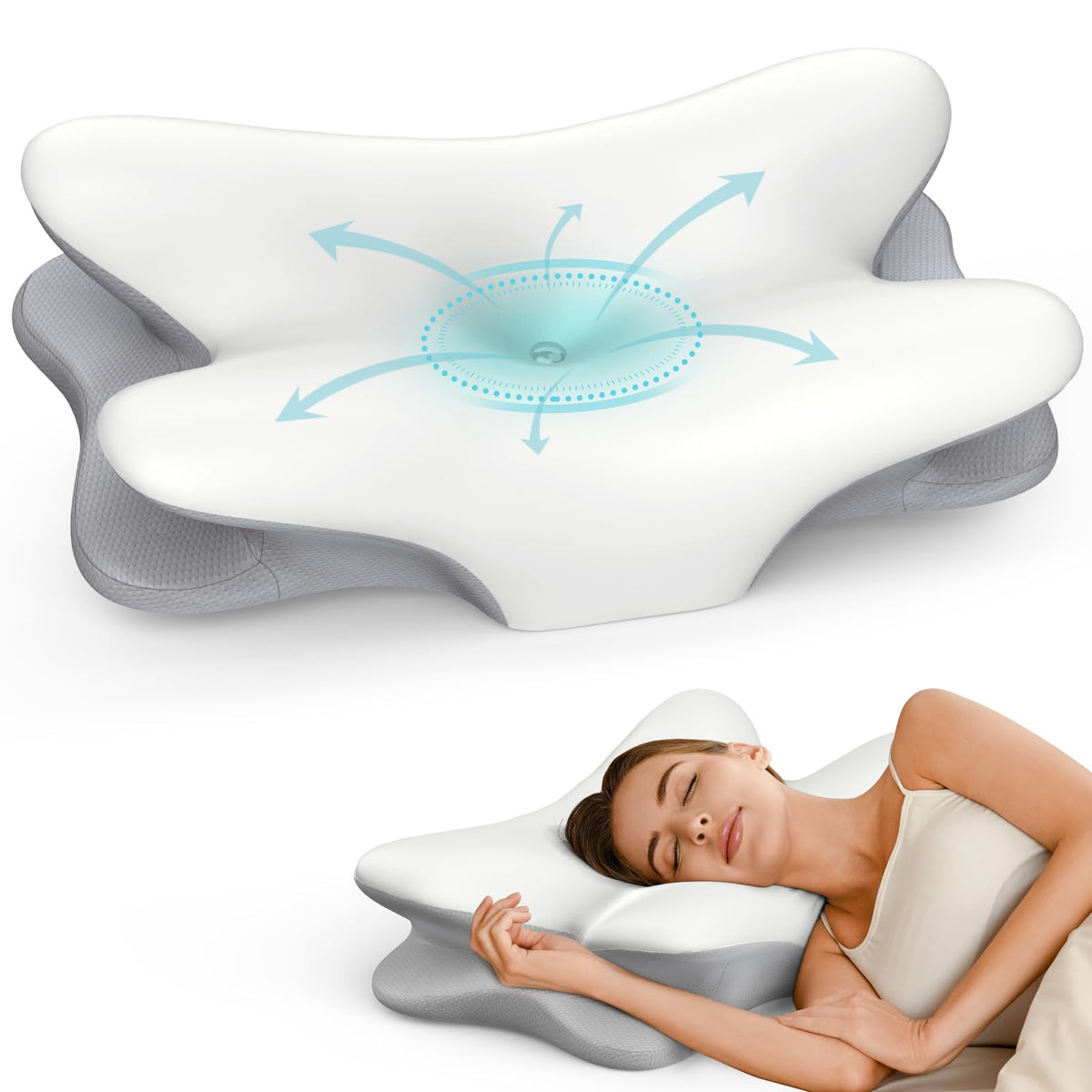 Besyodo cervical pillow with hollow center for targeted neck support and balanced alignment.