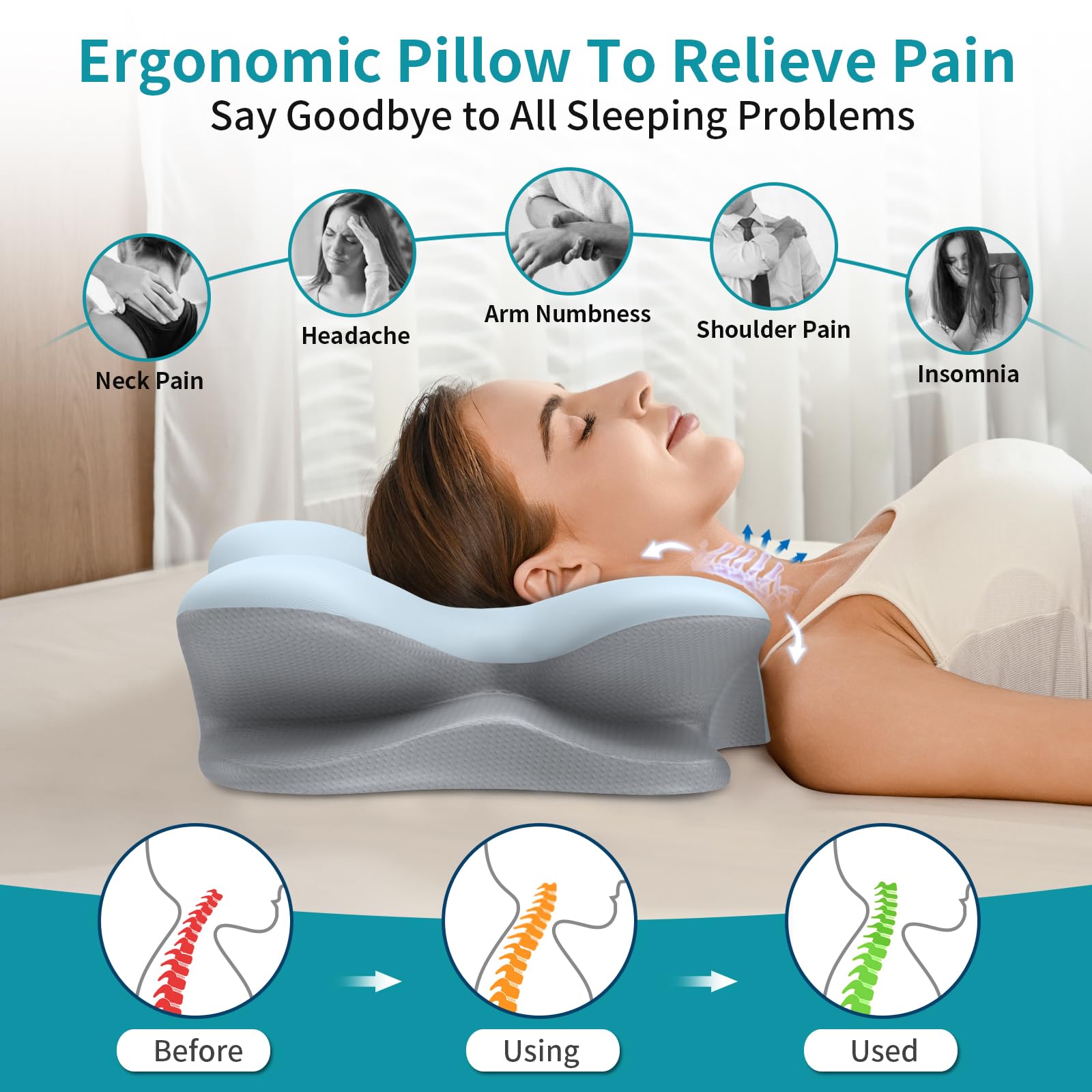 Besyodo cooling memory foam pillow maintains breathable comfort.