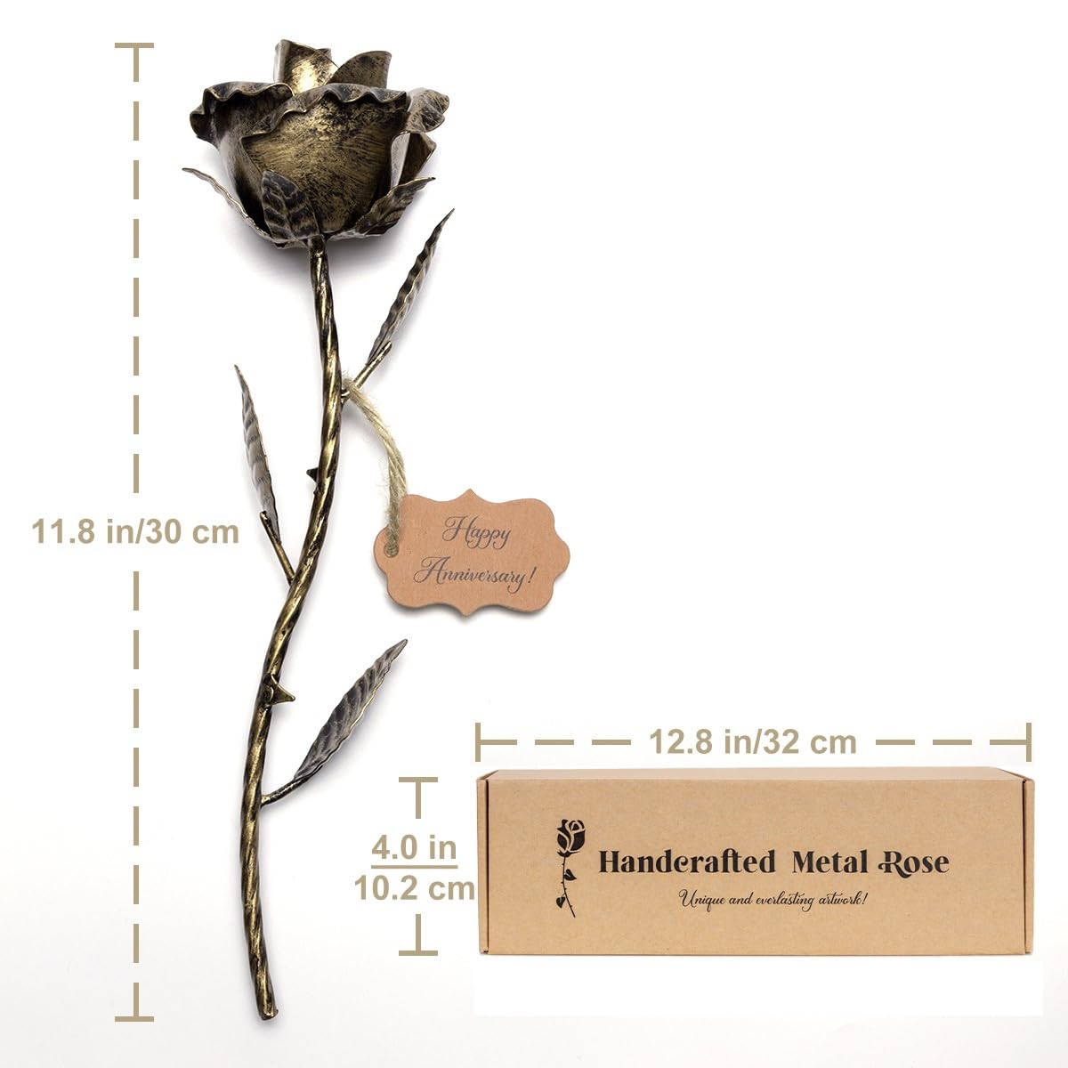 BESZONE bronze rose sized 11.8x3 inches for a striking home display.