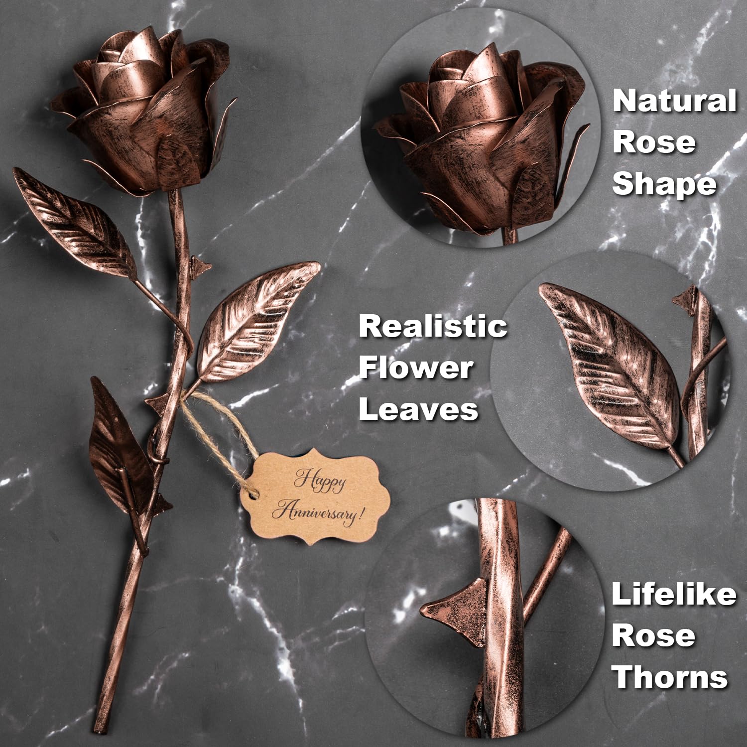 BESZONE copper rose detailed sculpture, a striking home decor piece